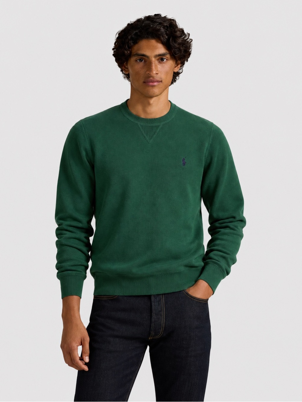Polo by Ralph Lauren Green Crewneck Sweater with Embroidered Pony